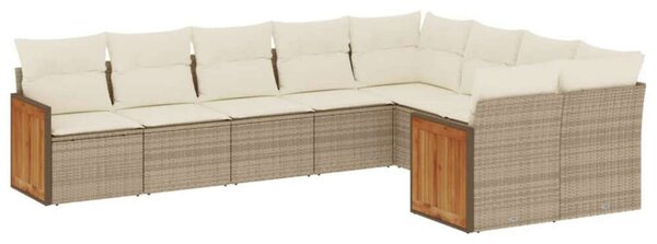 VidaXL Polyrattan Kerti Ülőgarnitúra - 9 részes - Bézs