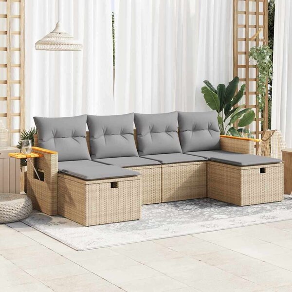 VidaXL Polyrattan Kerti Ülőgarnitúra - 6 részes - Bézs