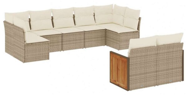 VidaXL Polyrattan Kerti Ülőgarnitúra - 9 részes - Bézs