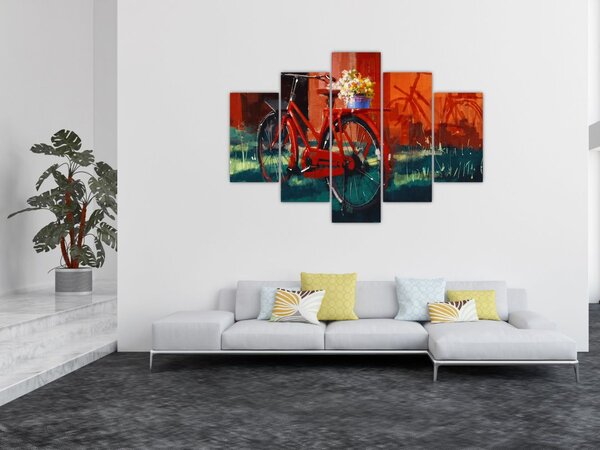 Piros kerék képe, akril festés (150x105 cm)