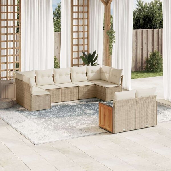 VidaXL Polyrattan Kerti Ülőgarnitúra - 9 részes - Bézs
