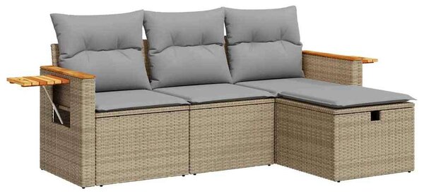 VidaXL Polyrattan Kerti Ülőgarnitúra - 4 részes - Bézs