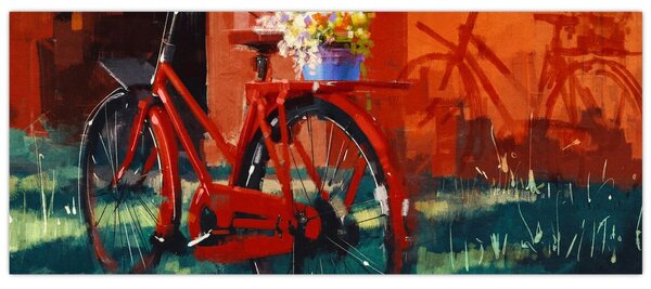 Piros kerék képe, akril festés (120x50 cm)