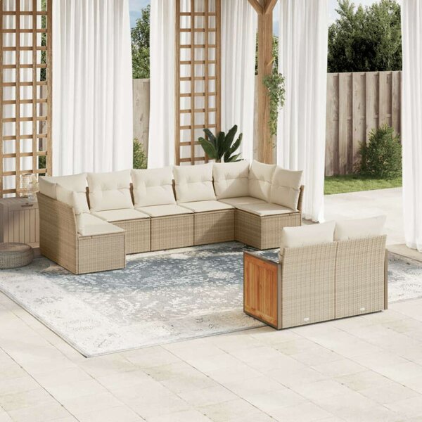 VidaXL Polyrattan Kerti Ülőgarnitúra - 9 részes - Bézs