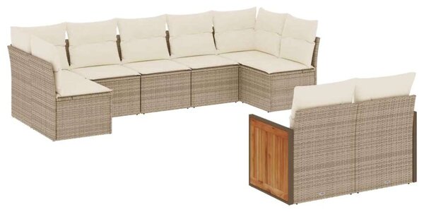 VidaXL Polyrattan Kerti Ülőgarnitúra - 9 részes - Bézs