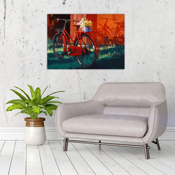 Piros kerék képe, akril festés (70x50 cm)