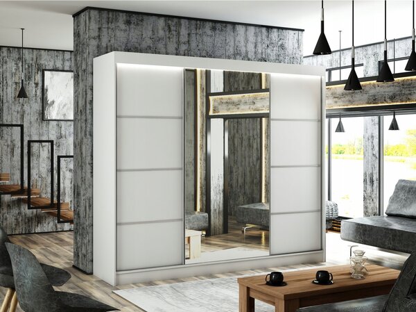 Kvalitní Šatní Skříň Pako 250 cm Bílý mat