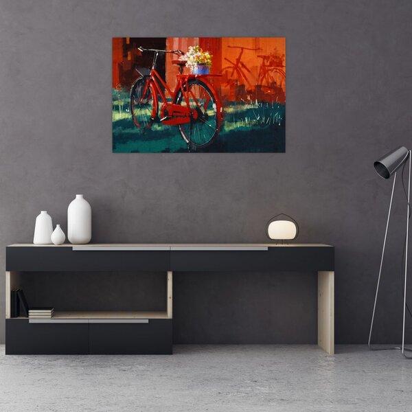 Piros kerék képe, akril festés (90x60 cm)