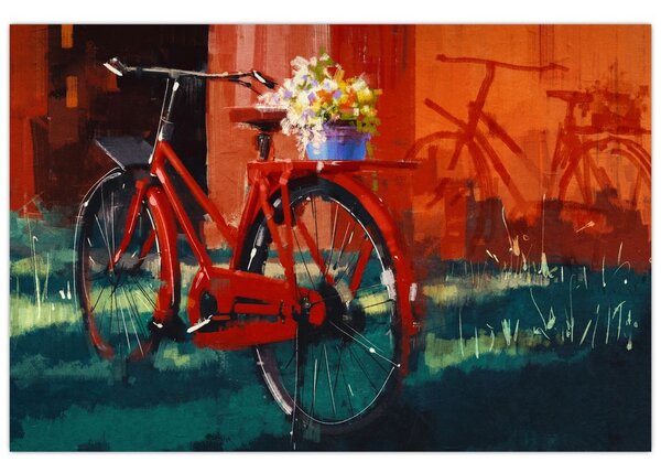 Piros kerék képe, akril festés (90x60 cm)