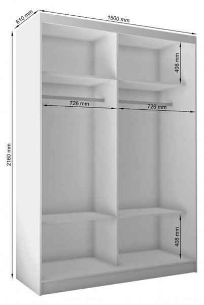 Kvalitní Šatní Skříň Tanna 150 cm Černá/bílá