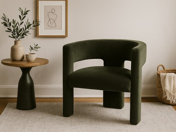 Sötétzöld design fotel ALPAH B VELVET Magic Velvet 2229