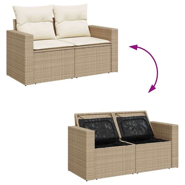 VidaXL 5 részes bézs polyrattan kerti ülőgarnitúra párnákkal