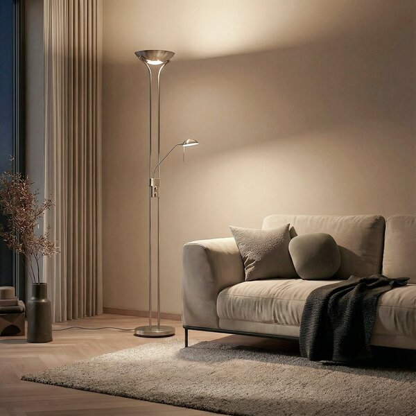 Állólámpa Lindby, Josefin, dimmable, Szürke, Nappali, Fém, Modern
