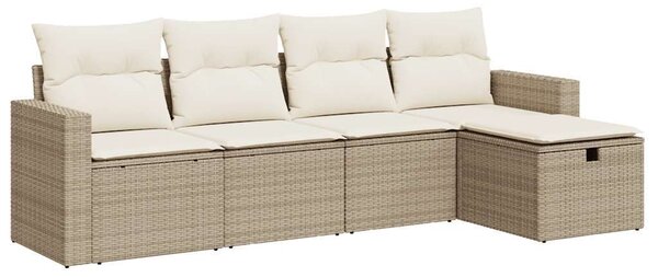 VidaXL 5 részes bézs polyrattan kerti ülőgarnitúra párnákkal