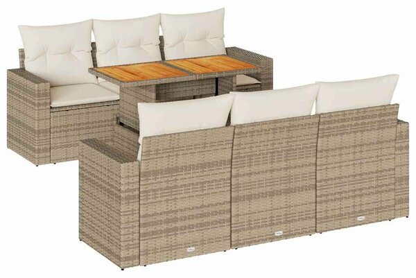 VidaXL 7 részes bézs polyrattan kerti ülőgarnitúra párnákkal