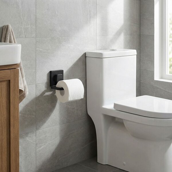 REA - WC-papír tartó, fekete, HOM-00554