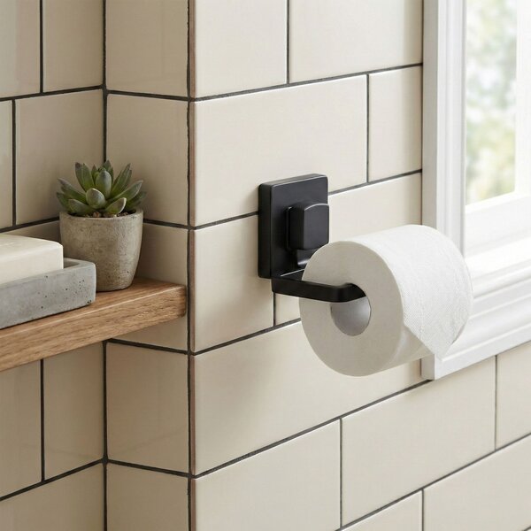 REA - WC-papír tartó, fekete, HOM-00554