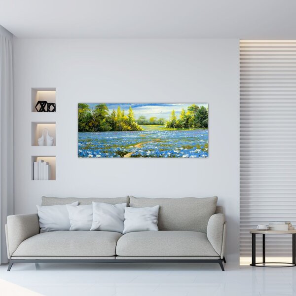 Kép - ösvény a mezőn, olajfestmény (120x50 cm)