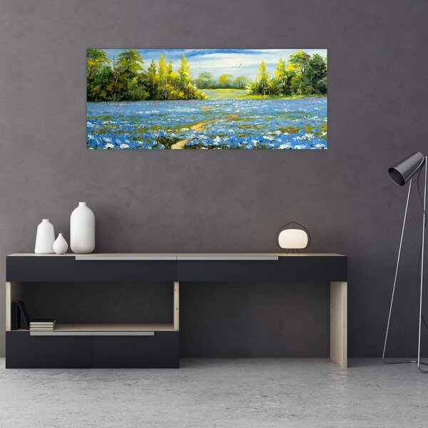 Kép - ösvény a mezőn, olajfestmény (120x50 cm)