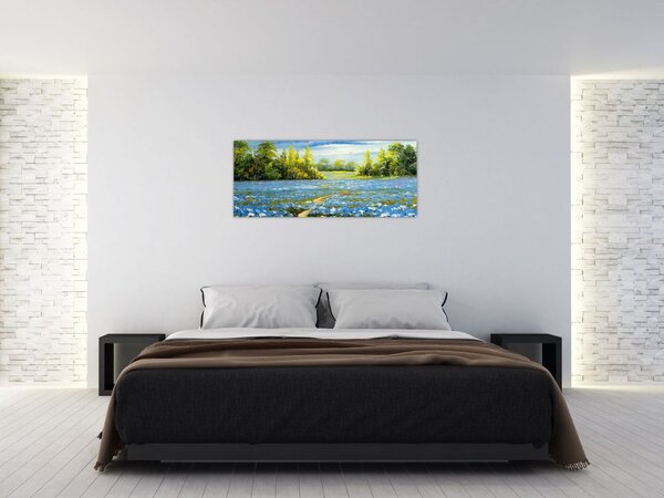 Kép - ösvény a mezőn, olajfestmény (120x50 cm)