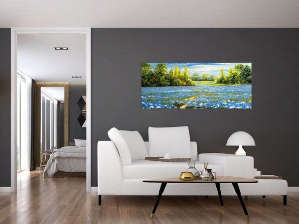 Kép - ösvény a mezőn, olajfestmény (120x50 cm)