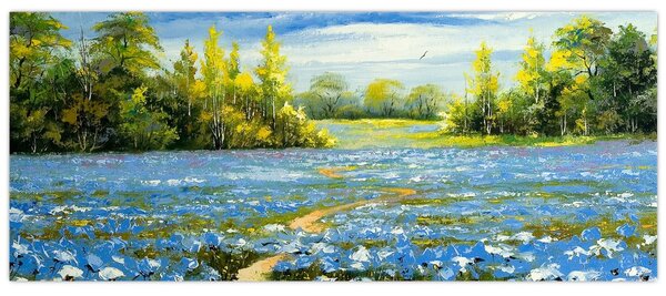 Kép - ösvény a mezőn, olajfestmény (120x50 cm)