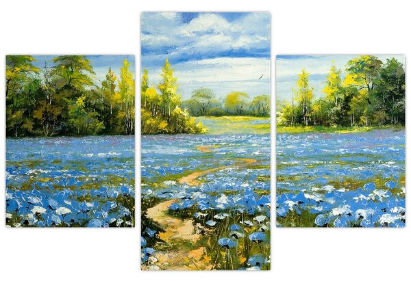Kép - ösvény a mezőn, olajfestmény (90x60 cm)