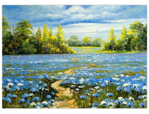Kép - ösvény a mezőn, olajfestmény (70x50 cm)