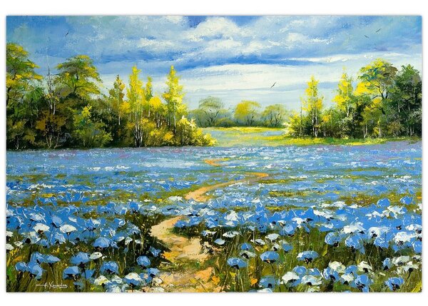 Kép - ösvény a mezőn, olajfestmény (90x60 cm)