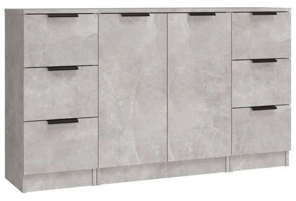 VidaXL Modern Tálalószekrény Szett - Betonszürke - 3 részes