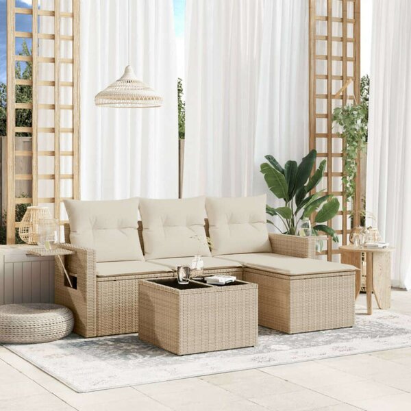 VidaXL Polyrattan Kerti Ülőgarnitúra - 4 részes - Bézs