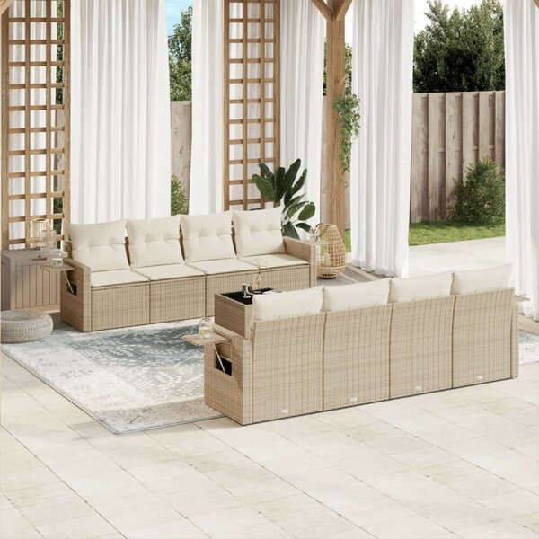 VidaXL Polyrattan Kerti Ülőgarnitúra - 9 részes - Bézs
