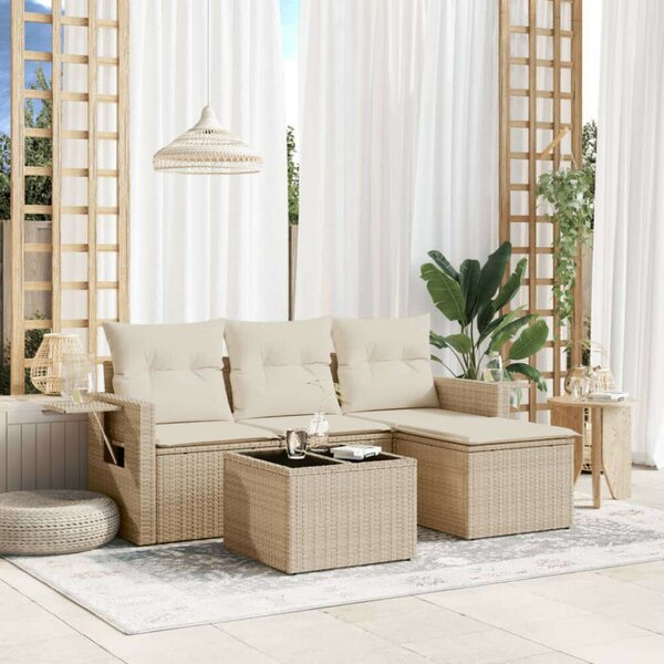 VidaXL Polyrattan Kerti Ülőgarnitúra - 4 részes - Bézs
