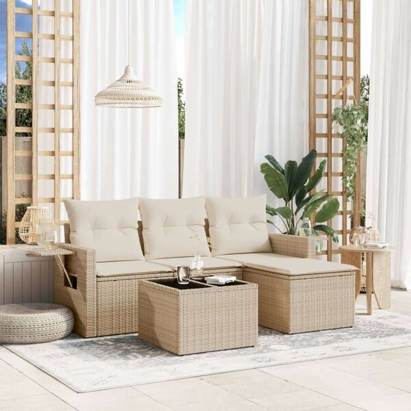 VidaXL Polyrattan Kerti Ülőgarnitúra - 4 részes - Bézs