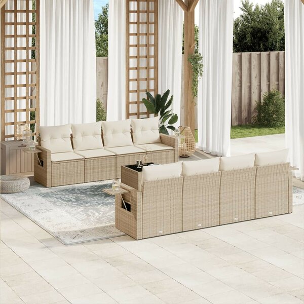 VidaXL Polyrattan Kerti Ülőgarnitúra - 9 részes - Bézs