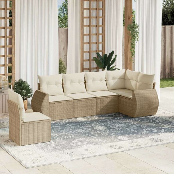 VidaXL Polyrattan Kerti Ülőgarnitúra - 6 részes - Bézs