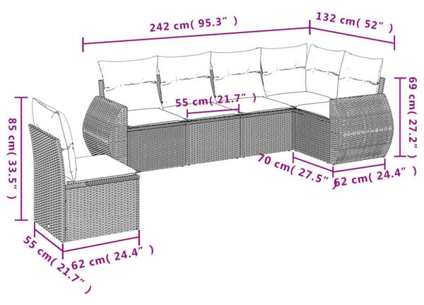 VidaXL Polyrattan Kerti Ülőgarnitúra - 6 részes - Bézs