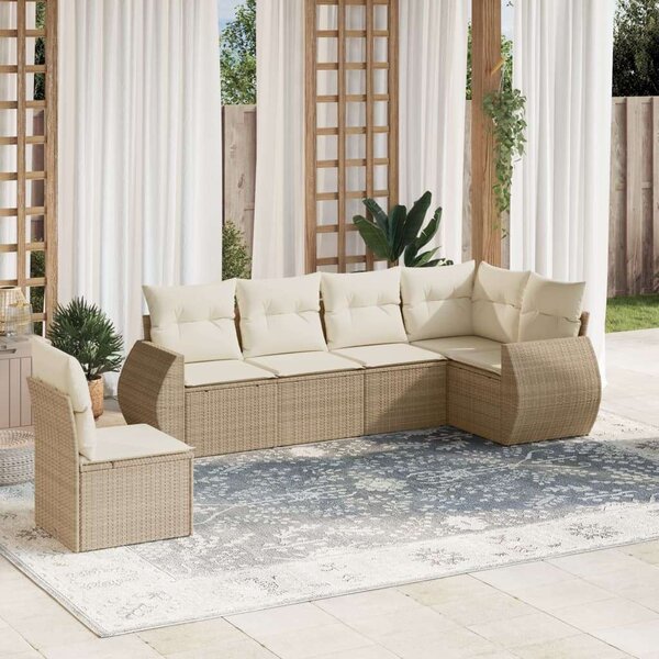 VidaXL Polyrattan Kerti Ülőgarnitúra - 6 részes - Bézs