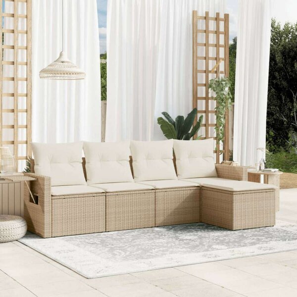 VidaXL Polyrattan Kerti Ülőgarnitúra - 5 részes - Bézs