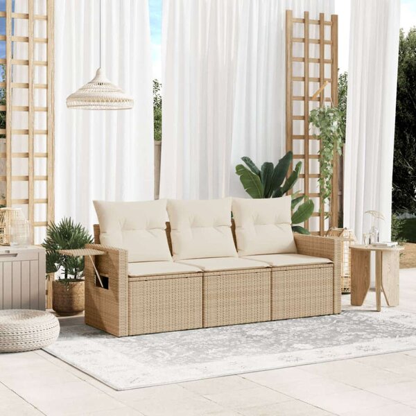 VidaXL 3 részes Polyrattan Kerti Ülőgarnitúra - Bézs