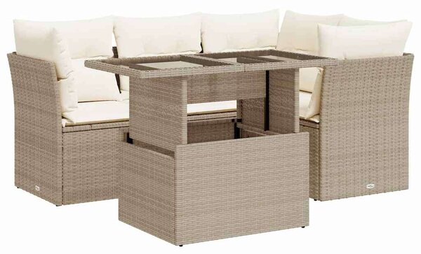 VidaXL 5 Részes Polyrattan Kerti Ülőgarnitúra - Bézs