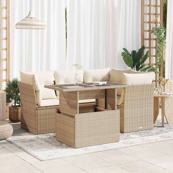 VidaXL 5 Részes Polyrattan Kerti Ülőgarnitúra - Bézs
