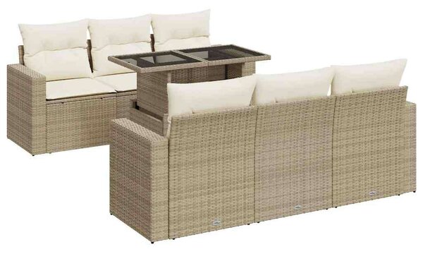 VidaXL 7 részes bézs polyrattan kerti ülőgarnitúra párnákkal