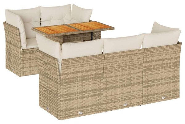 VidaXL 6 részes bézs polyrattan kerti ülőgarnitúra párnával
