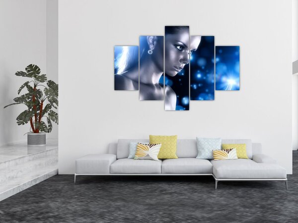 Kék csillogású nő képe (150x105 cm)