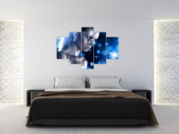 Kék csillogású nő képe (150x105 cm)