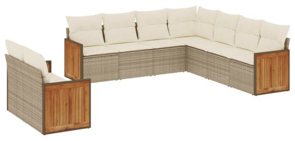 VidaXL Polyrattan Kerti Ülőgarnitúra - 9 részes - Bézs