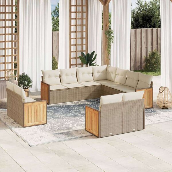 VidaXL Polyrattan Kerti Ülőgarnitúra - 11 részes - Bézs