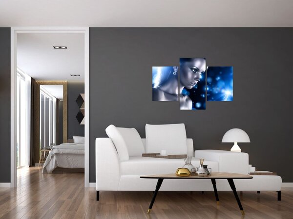Kék csillogású nő képe (90x60 cm)