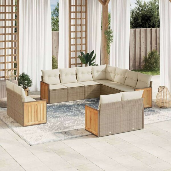 VidaXL Polyrattan Kerti Ülőgarnitúra - 11 részes - Bézs